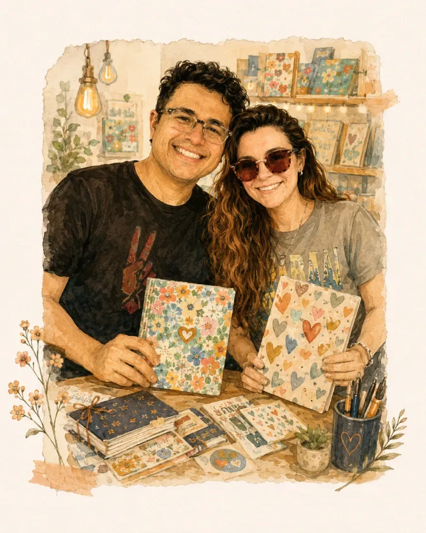 Elizabeth y Alexis mostrando cuadernos terminados con orgullo